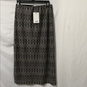 DR2 by Daniel Rainn Women's Elegant Black Gray Patterned Midi Skirt Size M